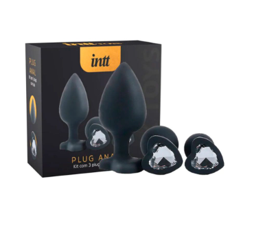 Plug anal em formato de coração kit com 3 tamanhos: P, M, G