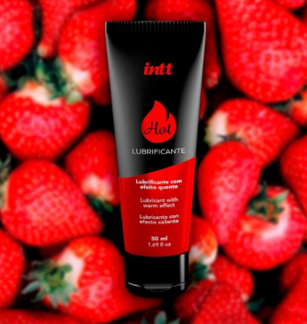 Lubrificante corporal hot morango com efeito quente e aroma de morango 50ml