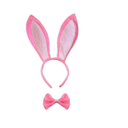 Kit Coelha Plug Tiara Grampos Seios Gravatinha