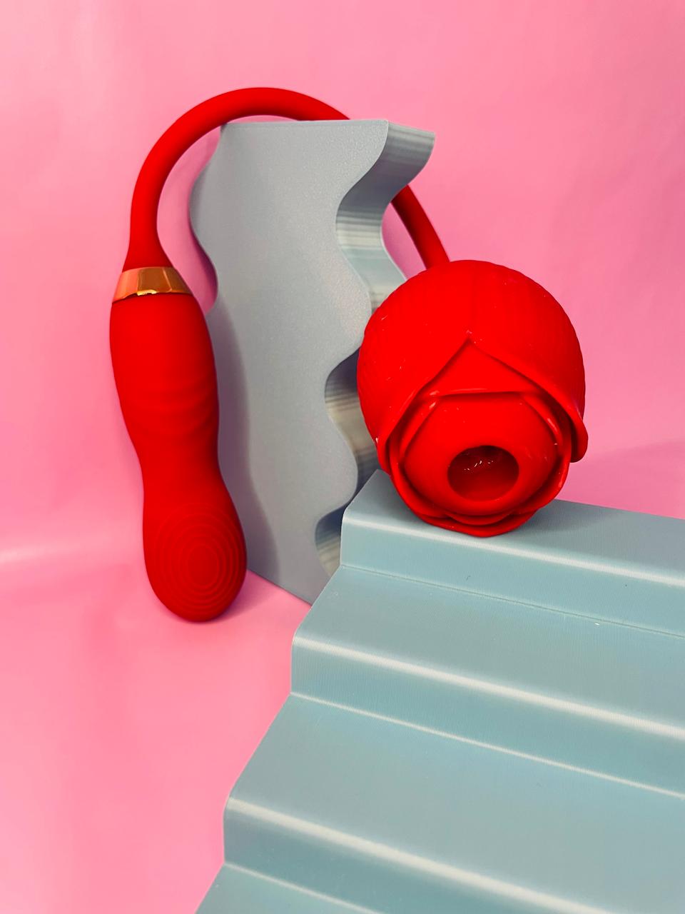 Rosa Sugadora Clitóris com Pulsação e de Ponto G  Dedilhar / Vem cá  -Vermelho